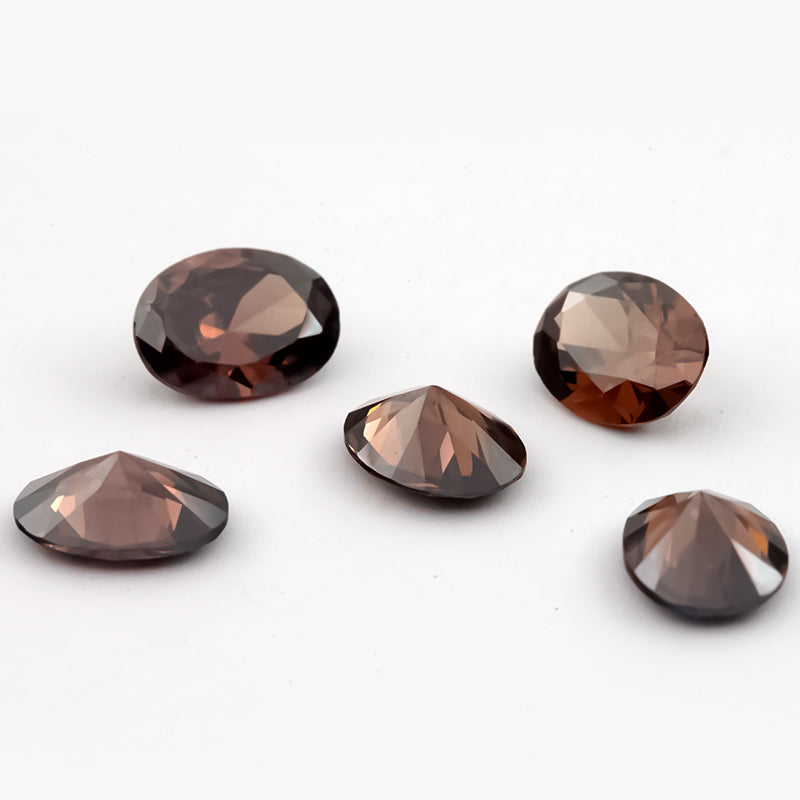 Size 3x5~10x12mm 5A Oval Cut Coffee Color CZ Stone Loose Cubic Zirconia Synthetic Gemstone for Jewelry