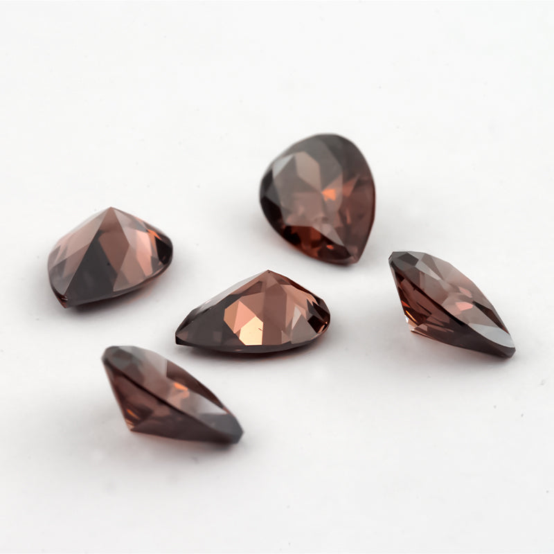 Size 3x5~10x12mm 5A Pear Cut Coffee Color CZ Stone Loose Cubic Zirconia Synthetic Gemstone for Jewelry