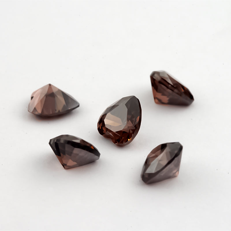 Size 3x3-10x10mm 5A Heart Cut Coffee Color CZ Stone Loose Cubic Zirconia Synthetic Gemstone for Jewelry