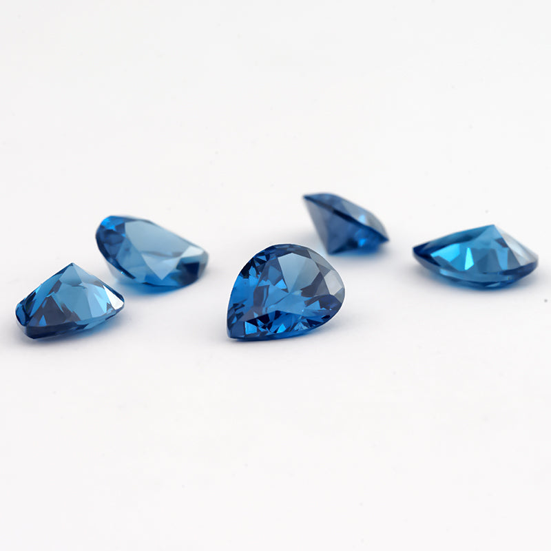 Size 3x5~10x12mm 5A Pear Cut Blue CZ Stone Loose Cubic Zirconia Synthetic Gemstone for Jewelry