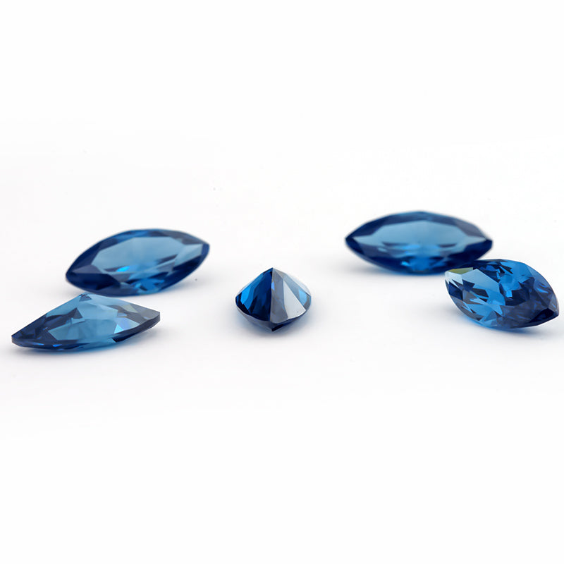 Size 2x4~8x16mm 5A Marquise Cut Blue CZ Stone Loose Cubic Zirconia Synthetic Gemstone for Jewelry