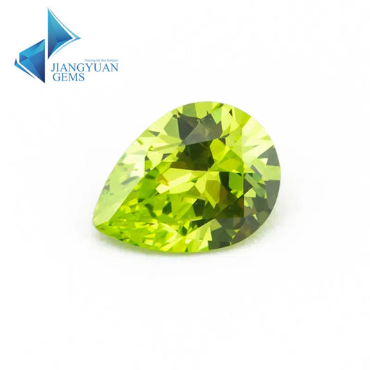Size 3x5mm~10x12mm 5A Pear Cut Apple Green Cubic Zirconia Stone Loose CZ Synthetic Gemstone for Jewelry Making