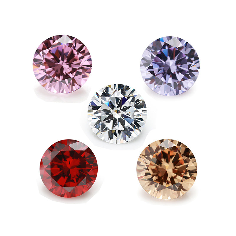 Size 1.0mm-10.0mm Round Cut Cubic Zirconia Stone White Champagne Lavender Pink Garnet Mix 5 Color 5A Loose CZ Stones Synthetic Gemstone for Jewelry Making
