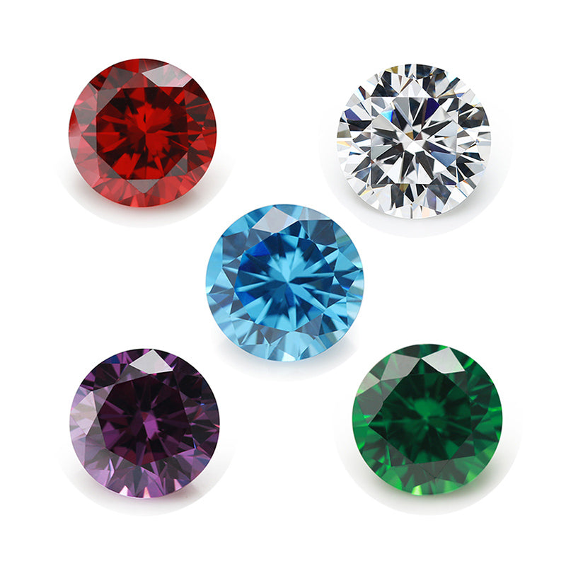 Size 1.0mm-10.0mm Round Cut Cubic Zirconia Stone White Garnet Amethyst Green SeaBlue Mix 5 Color 5A Loose CZ Stones Synthetic Gemstone for Jewelry Making