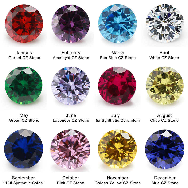 1PCS Per Colors Total 12pcs Size 4mm~10mm Round Shape Loose Cubic Zirconia Stone Synthetic Spinel 113# Synthetic Corundum 5#