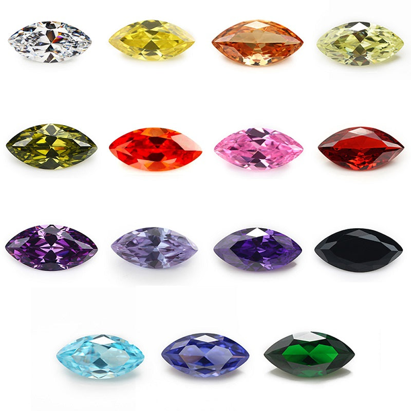 1PCS Per Colors Total 15pcs Size 4x8mm~7x14mm Marquise Shape Loose Cubic Zirconia Stone