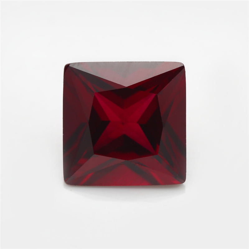 Size 2x2~10x10mm Square Princess Cut 8# Red Stone Loose Corundum Synthetic Gemstone for Jewelry