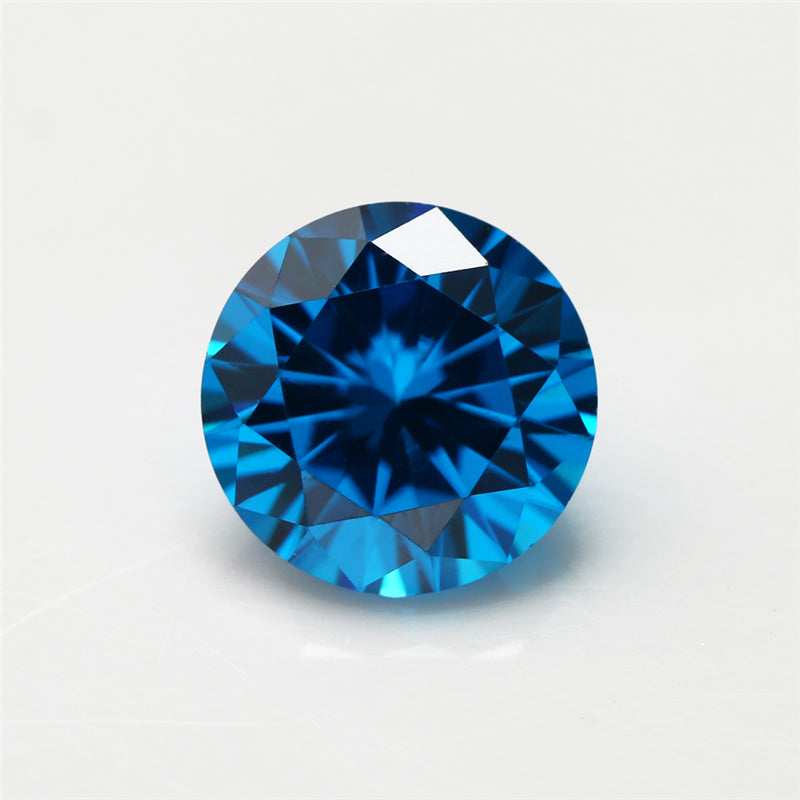 Size 1.0-10.0mm 5A Round Cut Deep Sea Blue CZ Stone Loose Cubic Zirconia Synthetic Gemstone for Jewelry