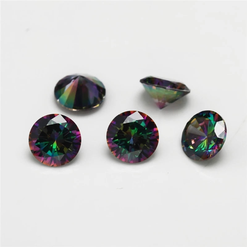 Size 1.0-12.0mm 5A Round Cut Plating Mix Color CZ Stone Loose Cubic Zirconia Synthetic Gemstone for Jewelry