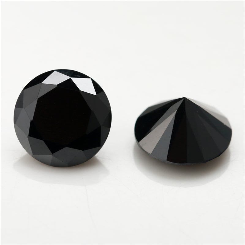 Size 0.8-12.0mm 5A Round Cut Black CZ Stone Loose Cubic Zirconia Synthetic Gemstone for Jewelry