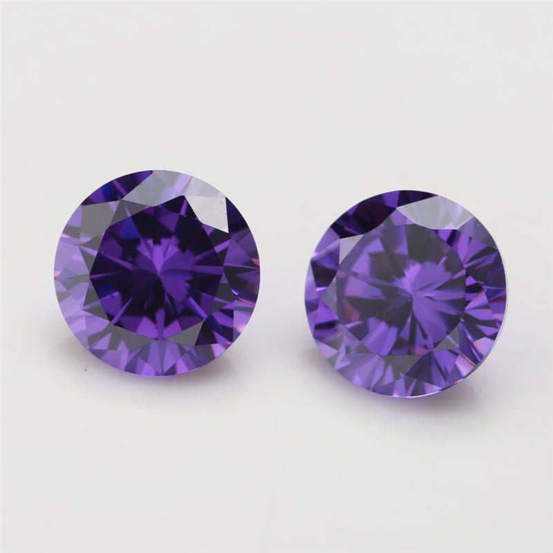 Size 0.8-12.0mm 5A Round Cut Violet CZ Stone Loose Cubic Zirconia Synthetic Gemstone for Jewelry