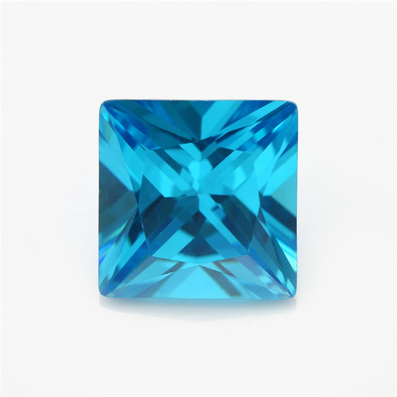 Size 3x3-10x10mm 5A Square Princess Cut Sea Blue CZ Stone Loose Cubic Zirconia Synthetic Gemstone for Jewelry Making