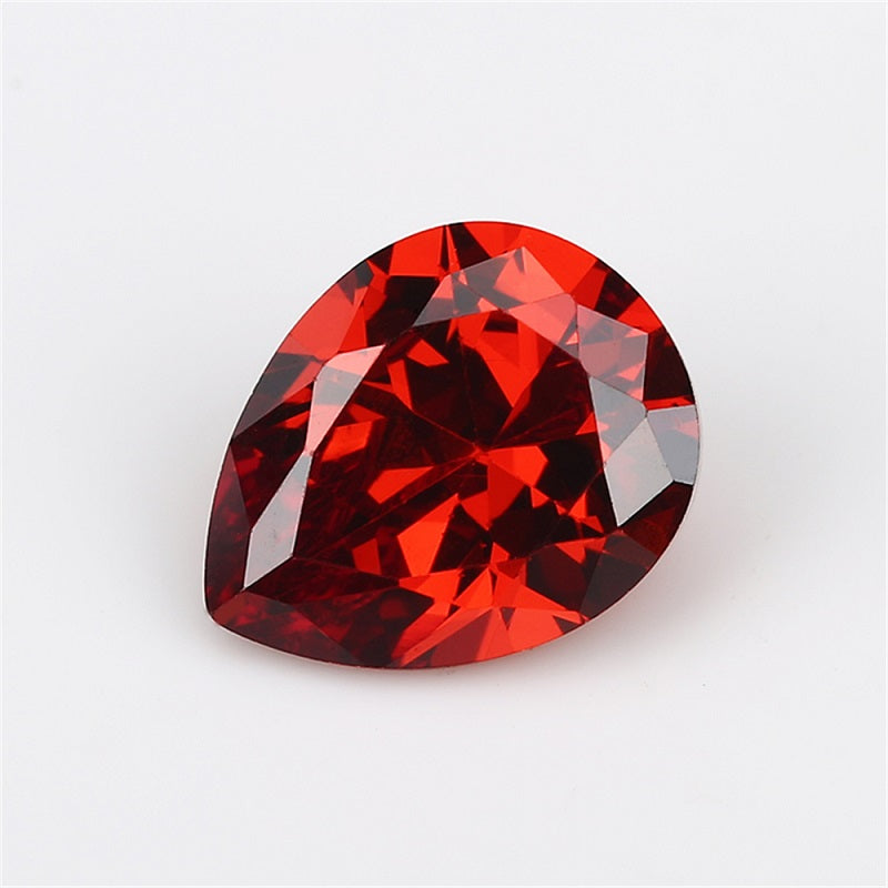 50pcs 2x3~10x12mm 5A Pear Cut Garnet Color CZ Stone Loose Cubic Zirconia Synthetic Gemstone for Jewelry