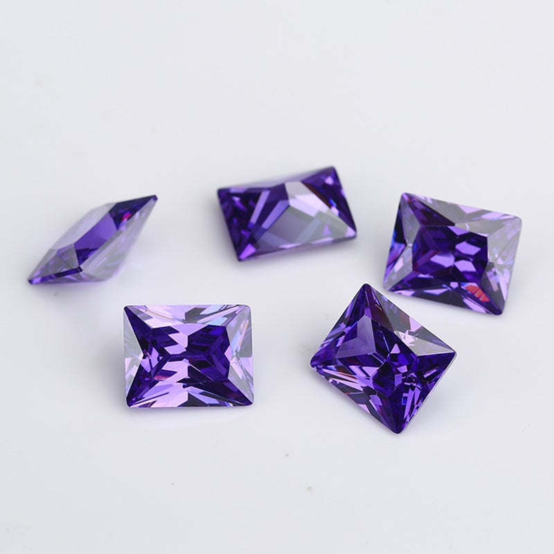 50pcs 3x5-10x12mm 5A Rectangle Cut Violet CZ Stone Loose Cubic Zirconia Synthetic Gemstone for Jewelry