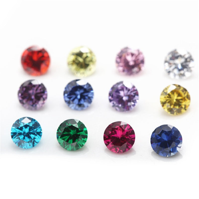1PCS Per Colors Total 12pcs Size 4mm~10mm Round Shape Loose Cubic Zirconia Stone Synthetic Spinel 113# Synthetic Corundum 5#