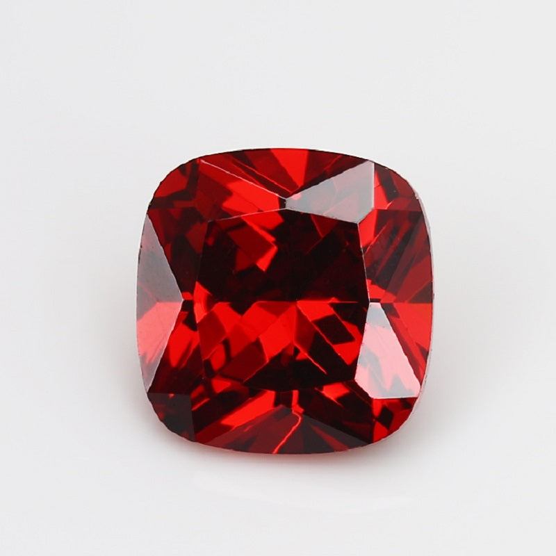 50pcs 4x4~10x10mm 5A Cushion Cut Garnet Color CZ Stone Loose Cubic Zirconia Synthetic Gemstone for Jewelry