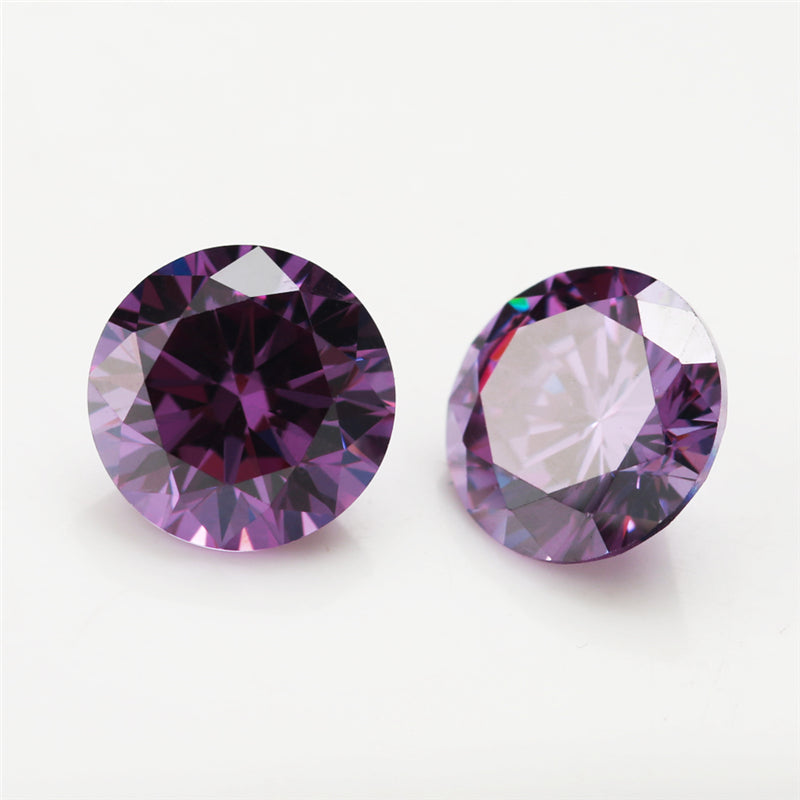 Size 0.8-12.0mm 5A Round Cut Amethyst Color CZ Stone Loose Cubic Zirconia Synthetic Gemstone for Jewelry