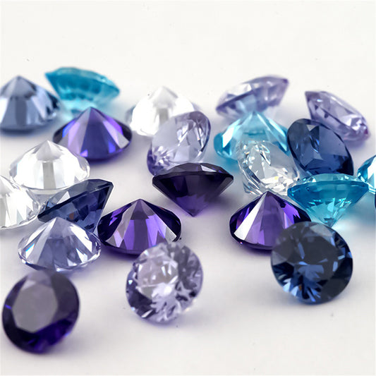 Size 1.0mm-10.0mm Round Cut Cubic Zirconia Stone White SeaBlue Violet Tanzanite Lavender Mix 5 Color 5A Loose CZ Stones Synthetic Gemstone for Jewelry Making