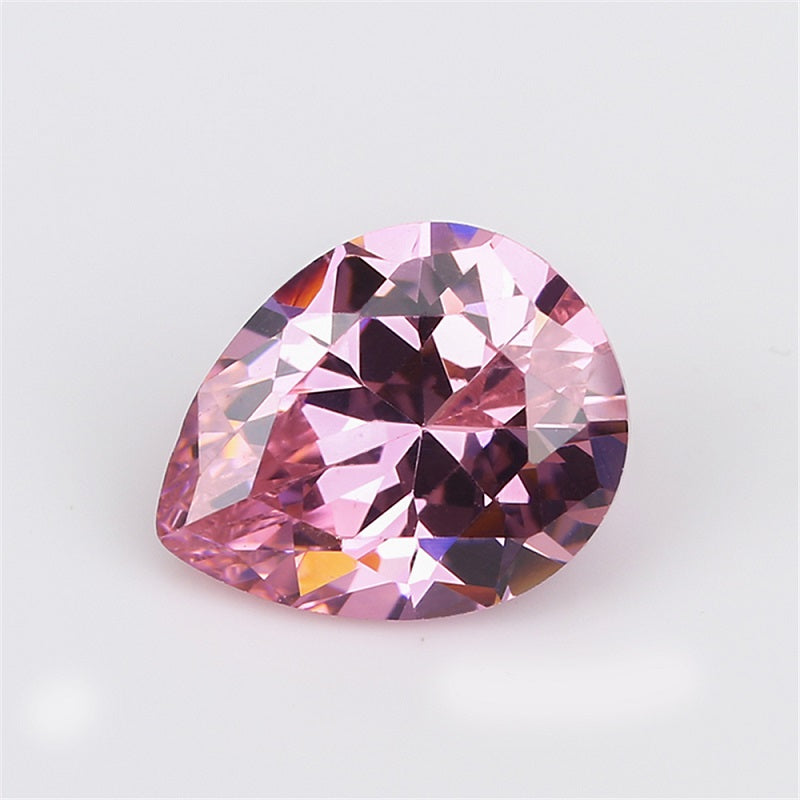 50pcs 2x3~10x12mm 5A Pear Cut Pink CZ Stone Loose Cubic Zirconia Synthetic Gemstone for Jewelry