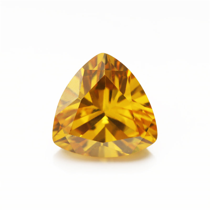 50pcs 3x3~10x10mm 5A Trillion Cut Cut Golden Yellow CZ Stone Loose Cubic Zirconia Synthetic Gemstone for Jewelry