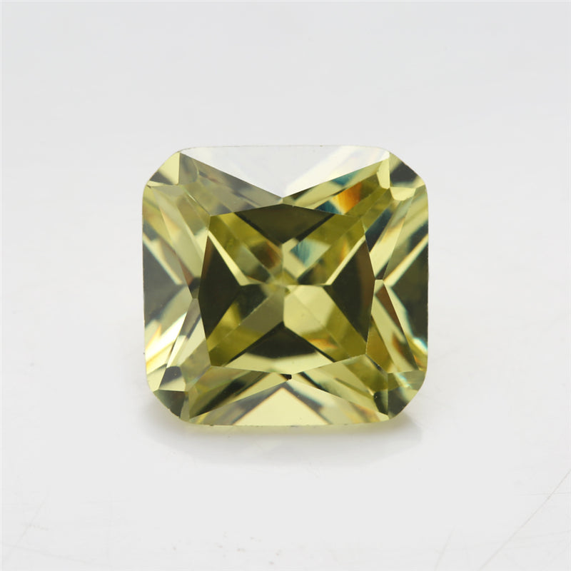 50pcs 3x3-10x10mm 5A Square Octangle Cut Olive Yellow CZ Stone Loose Cubic Zirconia Synthetic Gemstone for Jewelry