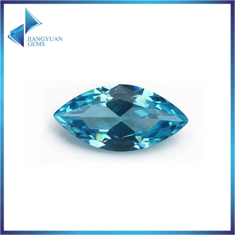 Size 2x4~8x16mm 5A Marquise Cut Sea Blue CZ Stone Loose Cubic Zirconia Synthetic Gemstone for Jewelry