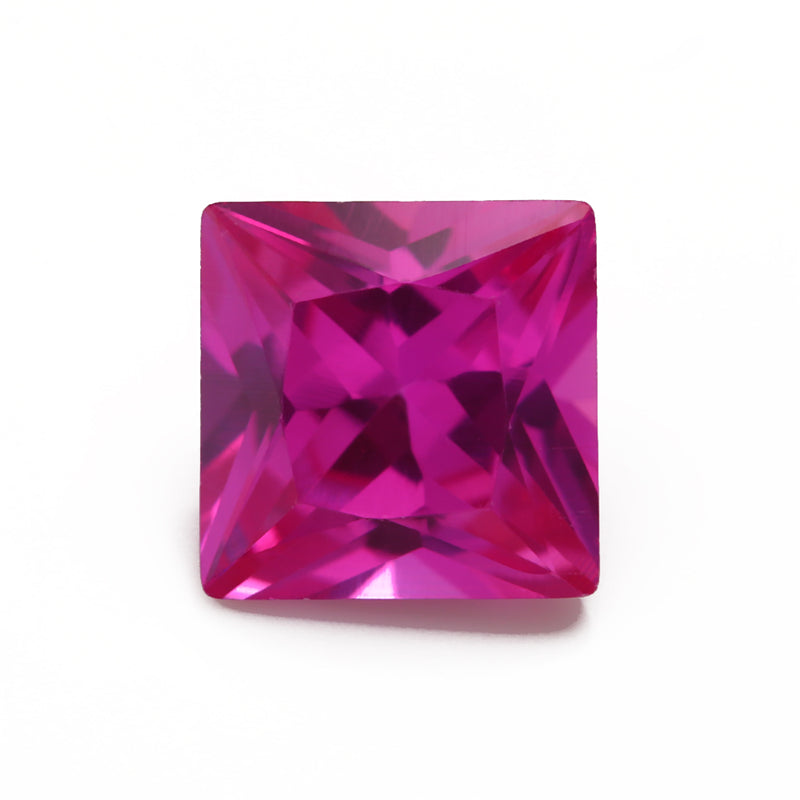 Size 2x2~10x10mm Square Princess Cut 3# Red Stone Loose Corundum Synthetic Gemstone for Jewelry