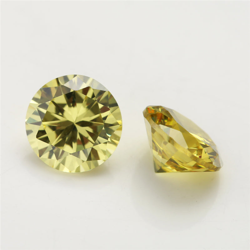 Size 0.8-12.0mm 5A Round Cut Olive Yellow CZ Stone Loose Cubic Zirconia Synthetic Gemstone for Jewelry