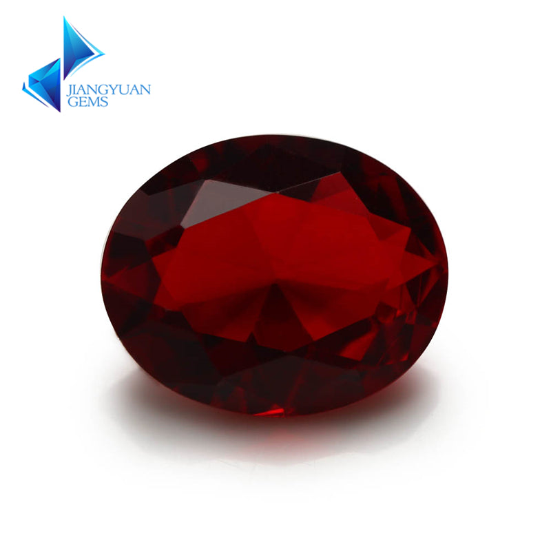 Size 3x5~10x12mm Oval Cut Garnet Color Glass Stone Loose Synthetic Gemstone for Jewelry