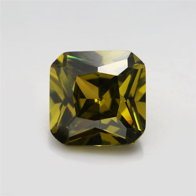 50pcs 3x3-10x10mm 5A Square Octangle Cut Olive Green CZ Stone Loose Cubic Zirconia Synthetic Gemstone for Jewelry