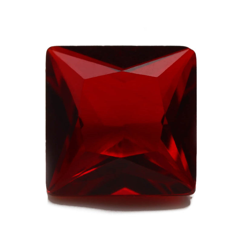 Size 3x3~10x10mm Square Princess Cut Garnet Color Glass Stone Loose Synthetic Gemstone for Jewelry