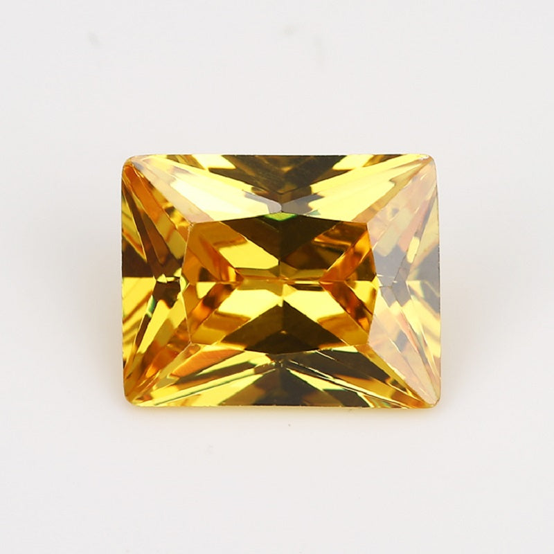 50pcs 3x5-10x12mm 5A Rectangle Cut Golden Yellow CZ Stone Loose Cubic Zirconia Synthetic Gemstone for Jewelry