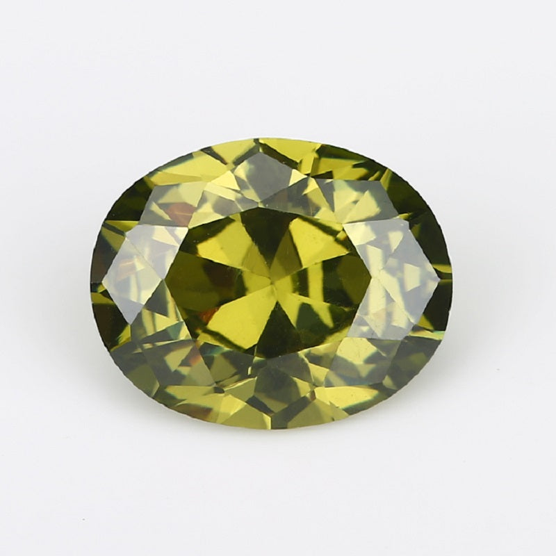 Size 2x3~13x18mm 5A Oval Cut Olive Green CZ Stone Loose Cubic Zirconia Synthetic Gemstone for Jewelry