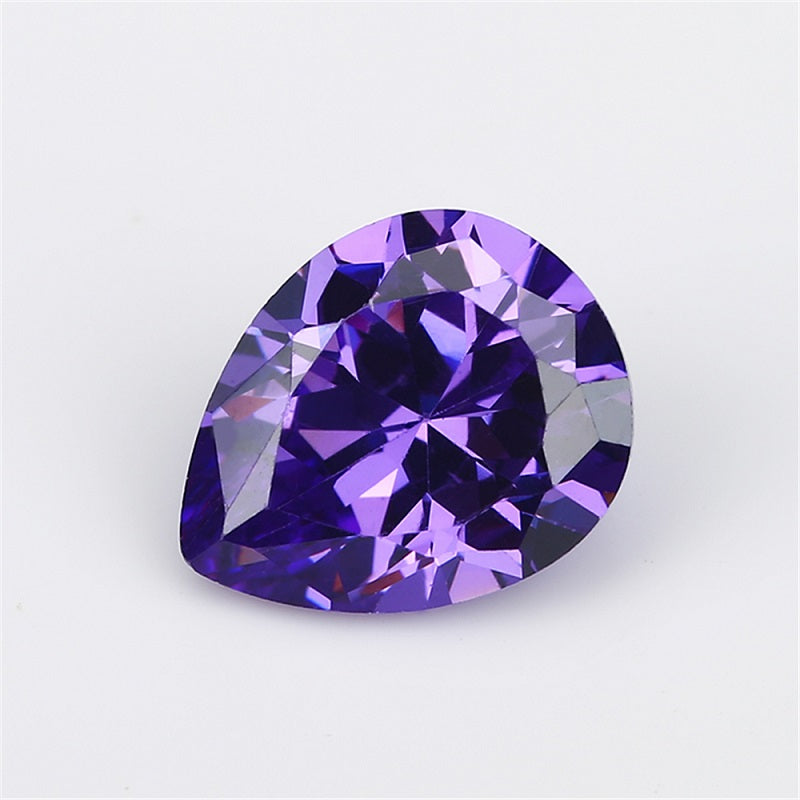Size 3x5~10x12mm 5A Pear Cut Violet CZ Stone Loose Cubic Zirconia Synthetic Gemstone for Jewelry