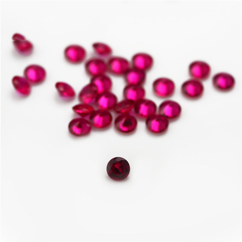Size 1.0~3.0mm Round Cut 8# Red Stone Loose Corundum Synthetic Gemstone for Jewelry