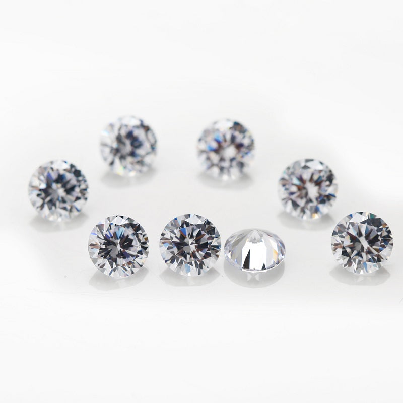 50pcs 3.25-12mm 5A Round Cut White CZ Stone Loose Cubic Zirconia Synthetic Gemstone for Jewelry