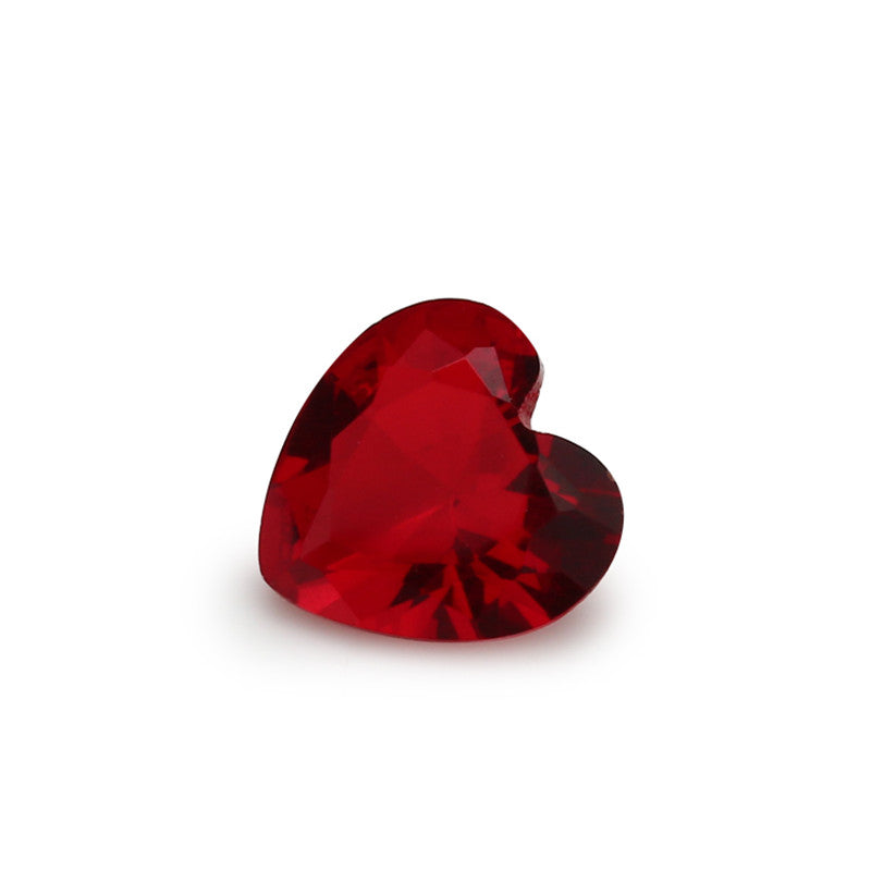 Size 3x3~10x10mm Heart Cut Garnet Color Glass Stone Loose Synthetic Gemstone for Jewelry