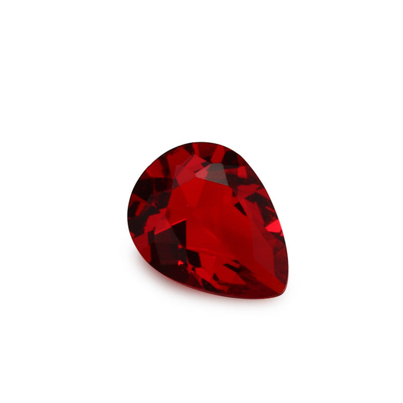 Size 3x5~10x12mm Pear Cut Garnet Color Glass Stone Loose Synthetic Gemstone for Jewelry