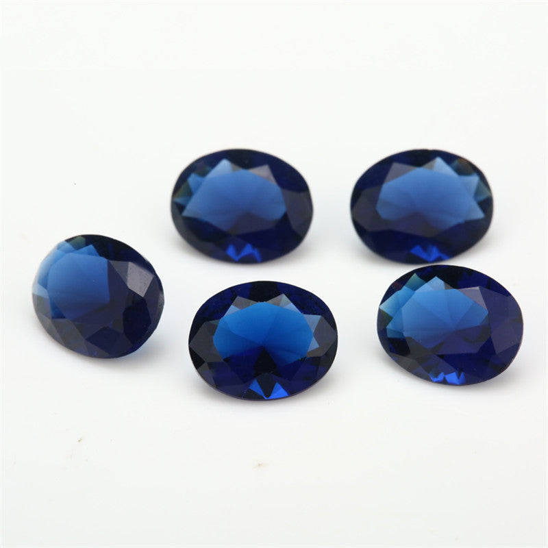 Size 3x5~10x12mm Oval Cut Blue Glass Stone Loose Synthetic Gemstone for Jewelry