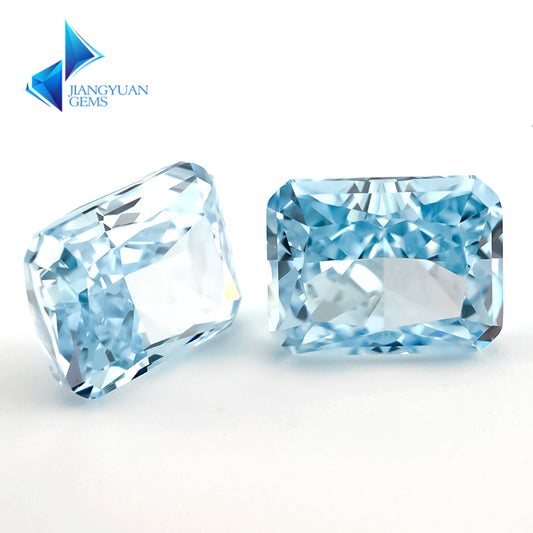 Size 4x6mm~7x9mm 26#Ice Blue Octangle Radiant Crushed Ice Cut Cubic Zirconia Stone 5A Loose CZ Synthetic Gemstone for Jewelry Making
