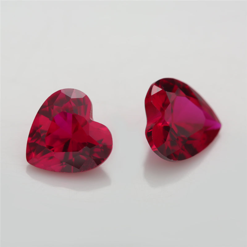 Size 3x3~10x10mm Heart Cut 8# Red Stone Loose Corundum Synthetic Gemstone for Jewelry