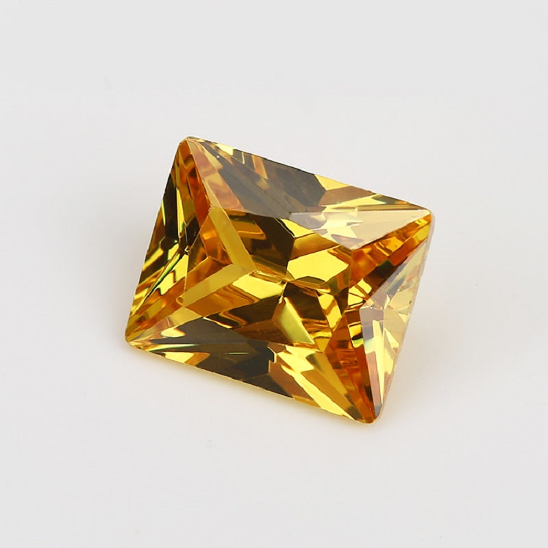 50pcs 3x5-10x12mm 5A Rectangle Cut Golden Yellow CZ Stone Loose Cubic Zirconia Synthetic Gemstone for Jewelry