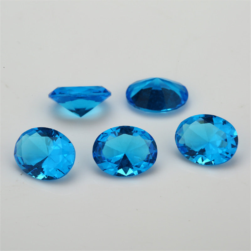 Size 3x5~10x12mm Oval Cut Dark Sea Blue Glass Stone Loose Synthetic Gemstone for Jewelry