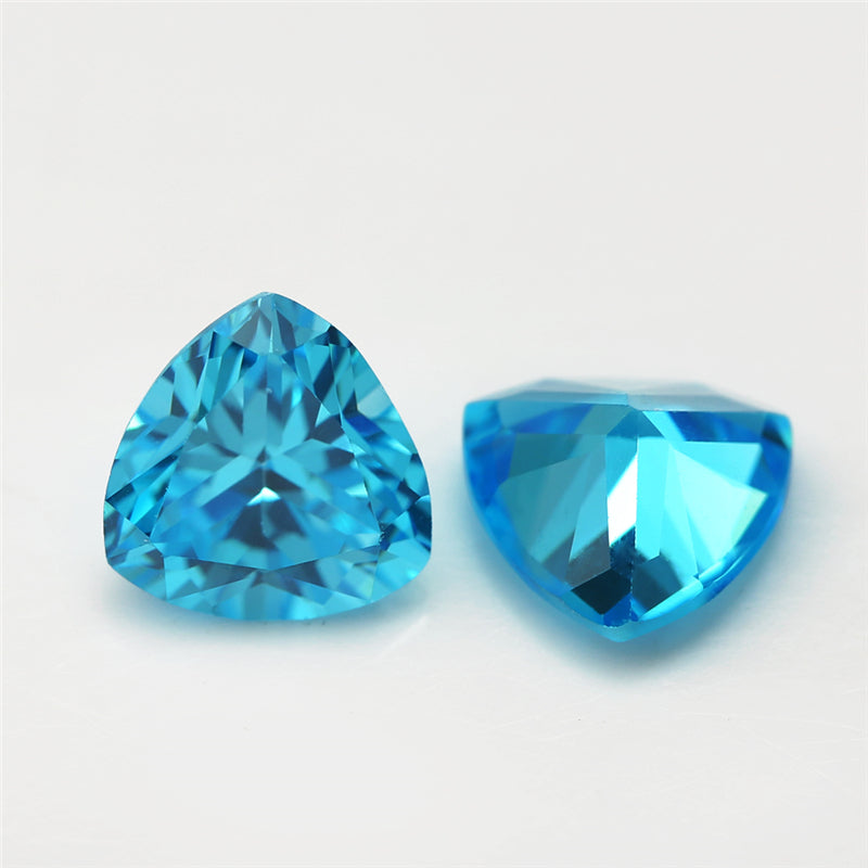 Size 3x3-10x10mm 5A Trillion Cut Sea Blue CZ Stone Loose Cubic Zirconia Synthetic Gemstone for Jewelry