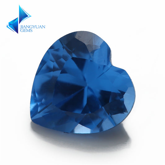 Size 3x3~10x10mm Heart Cut 109# Color Blue Stone Loose Spinel Synthetic Gemstone for Jewelry