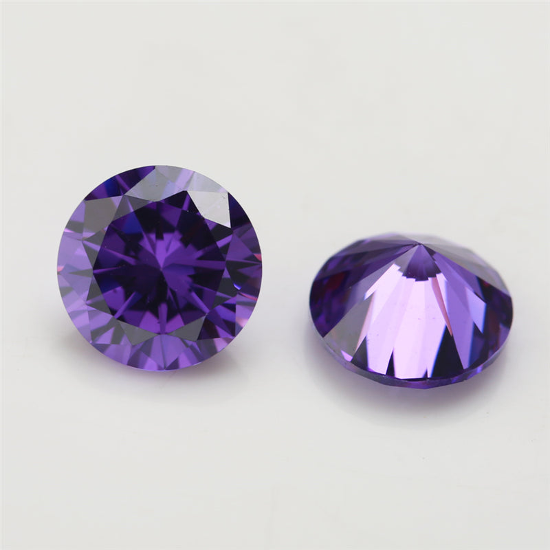 Size 0.8-12.0mm 5A Round Cut Violet CZ Stone Loose Cubic Zirconia Synthetic Gemstone for Jewelry