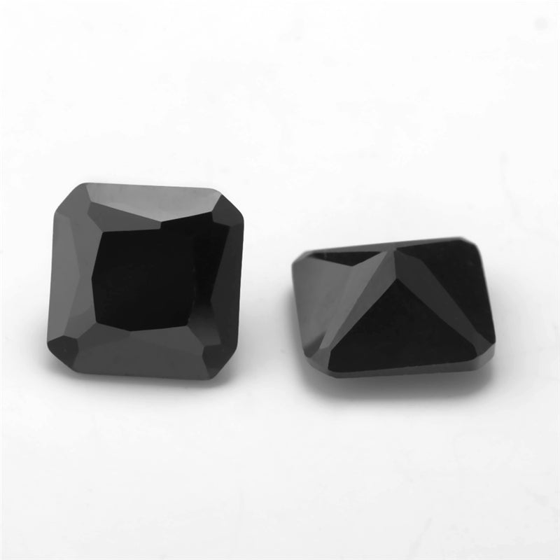 50pcs 3x3-10x10mm 5A Square Octangle Shape Black CZ Stone Loose Cubic Zirconia Synthetic Gemstone for Jewelry