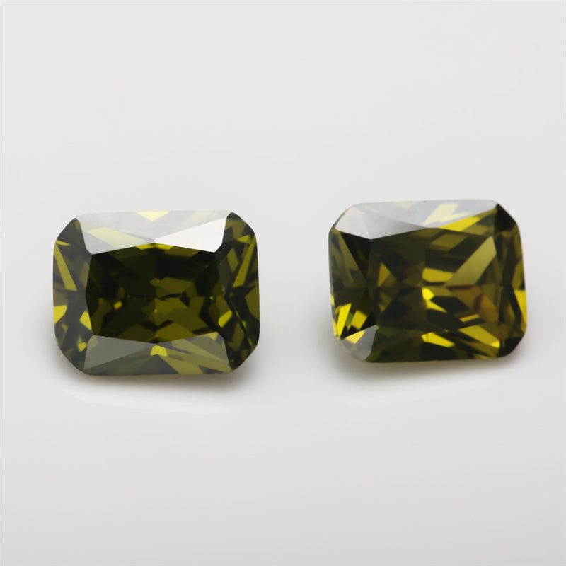 50pcs 4x6~10x12mm 5A Octangle Cut Olive Green CZ Stone Loose Cubic Zirconia Synthetic Gemstone for Jewelry