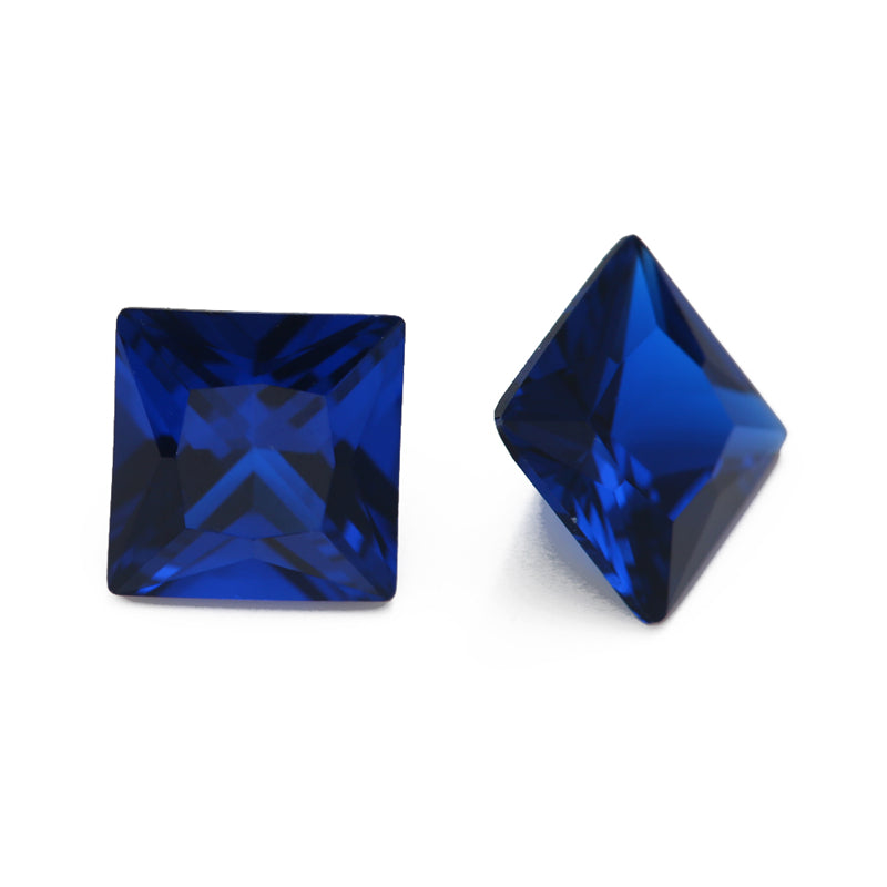 Size 3x3~10x10mm Square Princess Cut 112# Color Blue Stone Loose Spinel Synthetic Gemstone for Jewelry