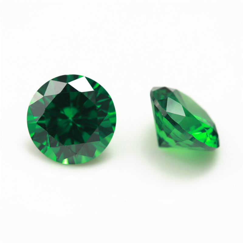 Size 1.0-10.0mm 5A Round Cut Green CZ Stone Loose Cubic Zirconia Synthetic Gemstone for Jewelry